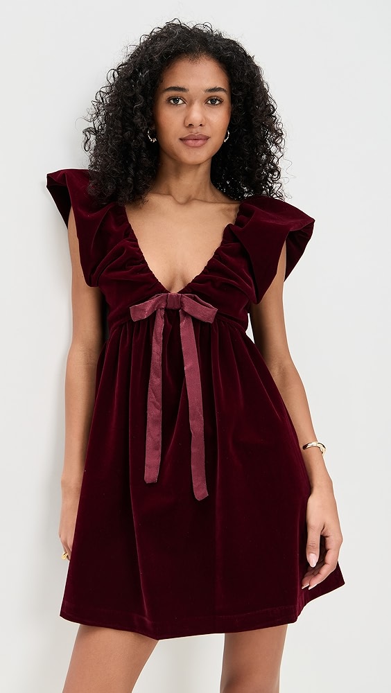 endless roseVelvet Satin Bow Mini Dress