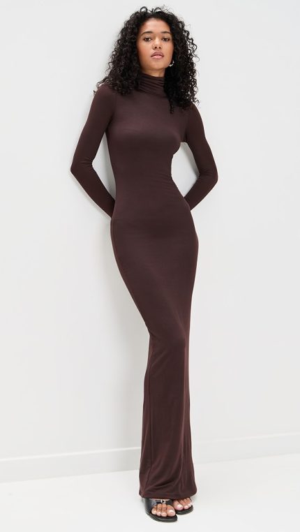 ÉterneLong Sleeve Turtleneck Maxi Dress