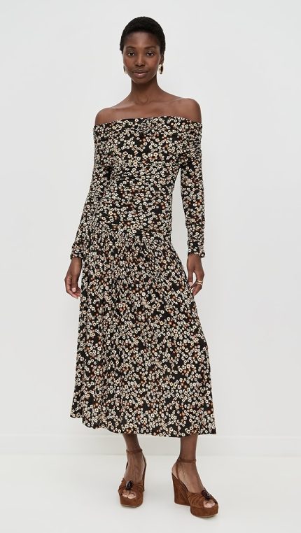FARM RioTiny Flowers Long Sleeve Maxi Dress