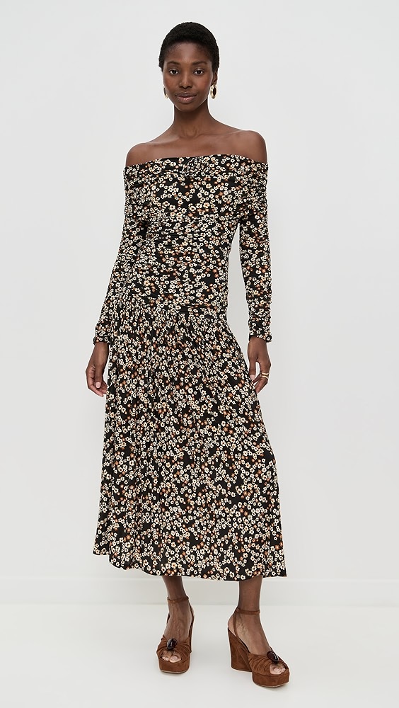 FARM RioTiny Flowers Long Sleeve Maxi Dress