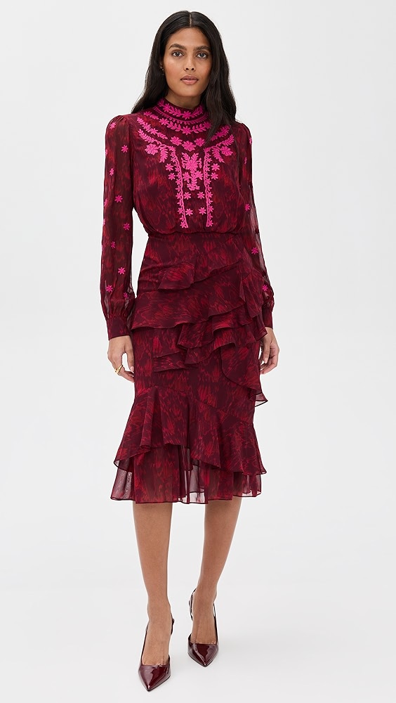 SALONIIsa Ruffle Silk Dress